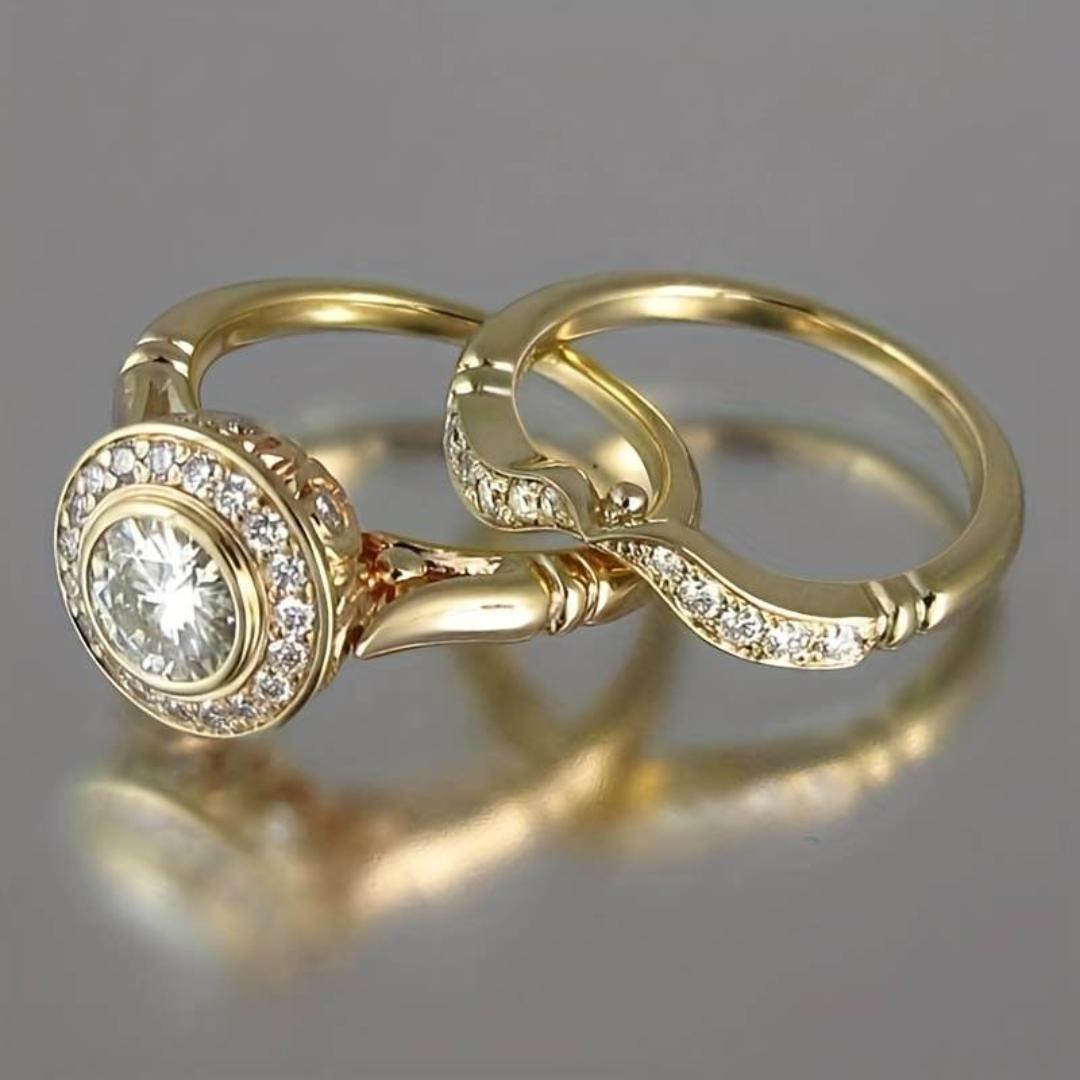 Vintage Arany Zirconia Gyűrűkészlet - Celestia