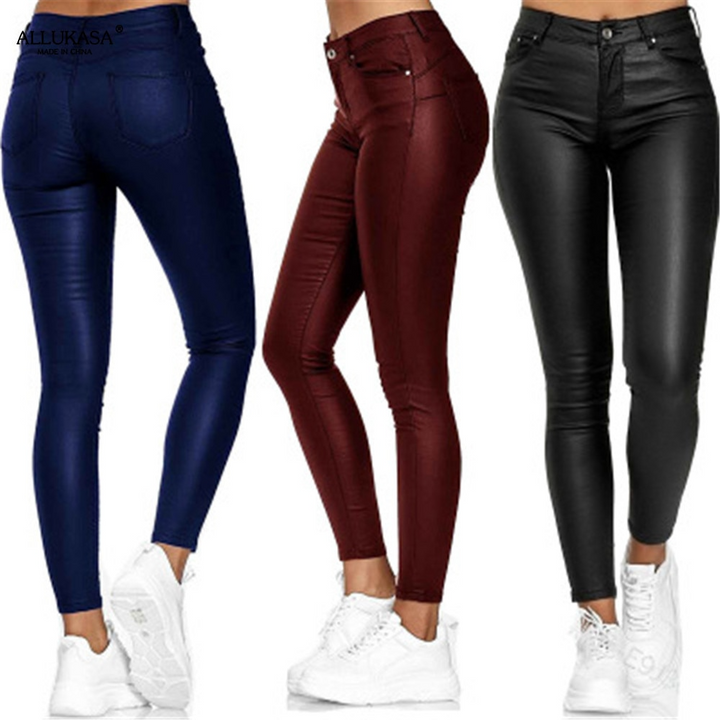 Magassarkú bőr stretch nadrág – Raffaela
