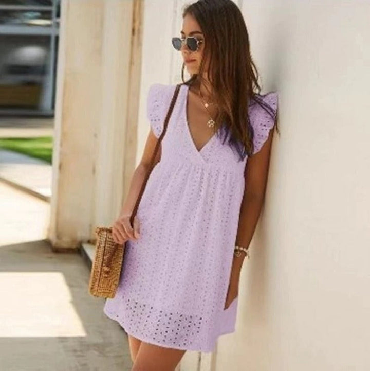 Trendi nyári mini ruha fodros ujjakkal – Elina
