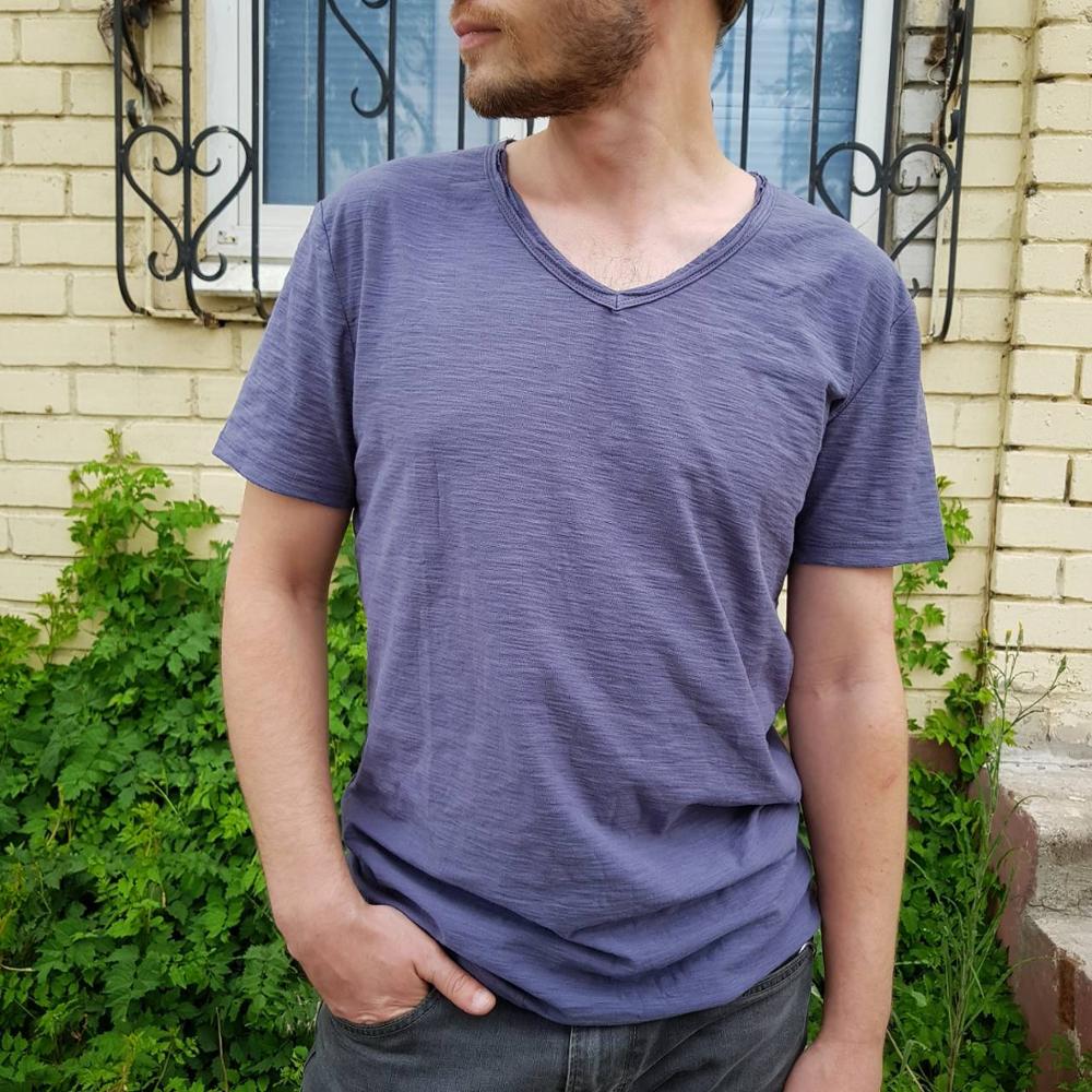 Férfi V-kivágású vászon ing – Luca
