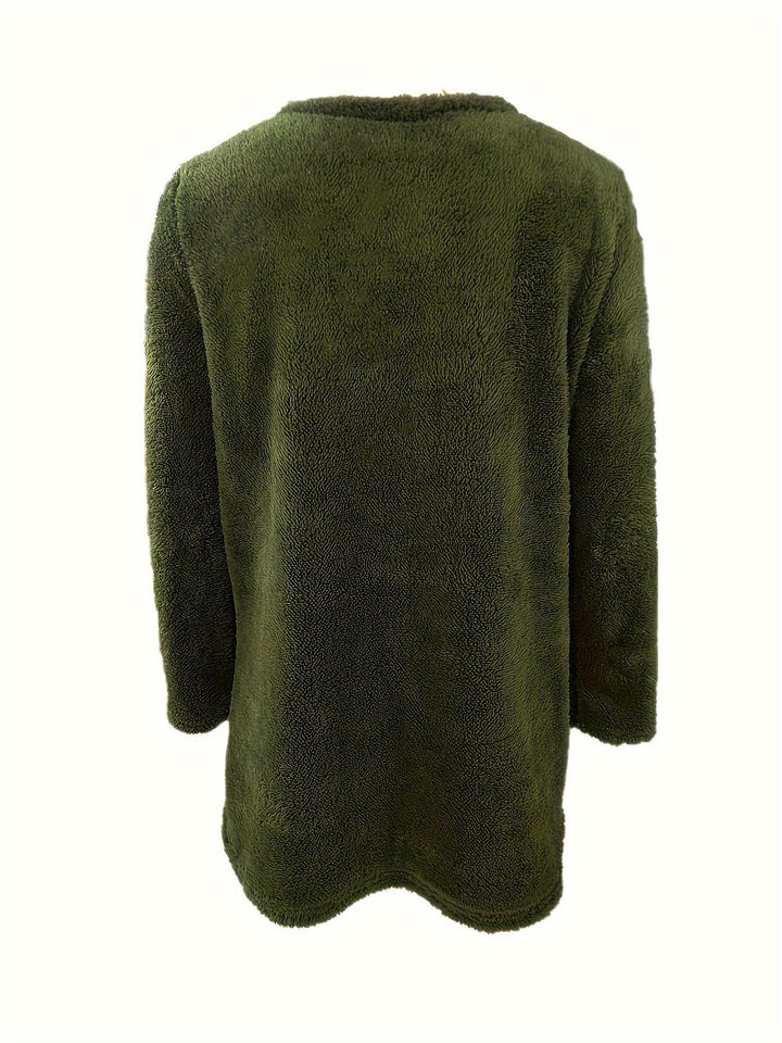 Kényelmes Fleece Pulóver Nyomattal - Luna