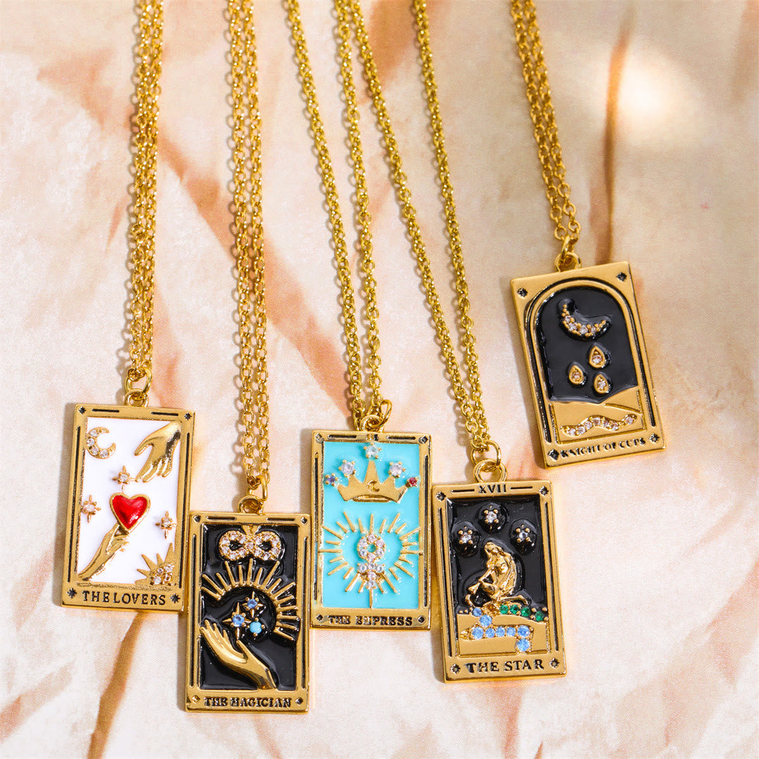 Zirkónia aranyozott tarot csepp függő nyaklánc - Amara