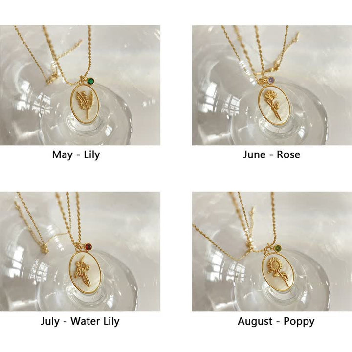 Születési kő születési virágokkal nyaklánc - Aurora