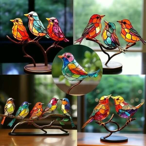 Színes Madarak Ágon Dekoratív Kép - ColorBirds