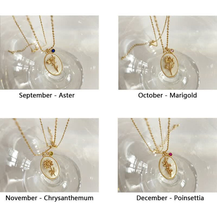 Születési kő születési virágokkal nyaklánc - Aurora