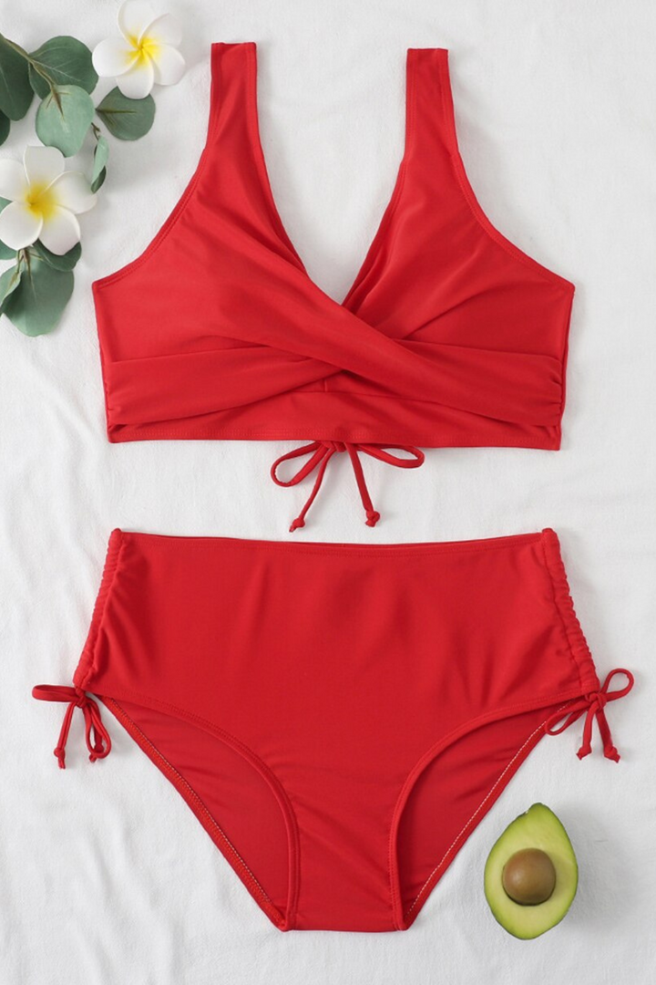 Színes bikini húzózsinórral és csavarodott részlettel – Zaraï
