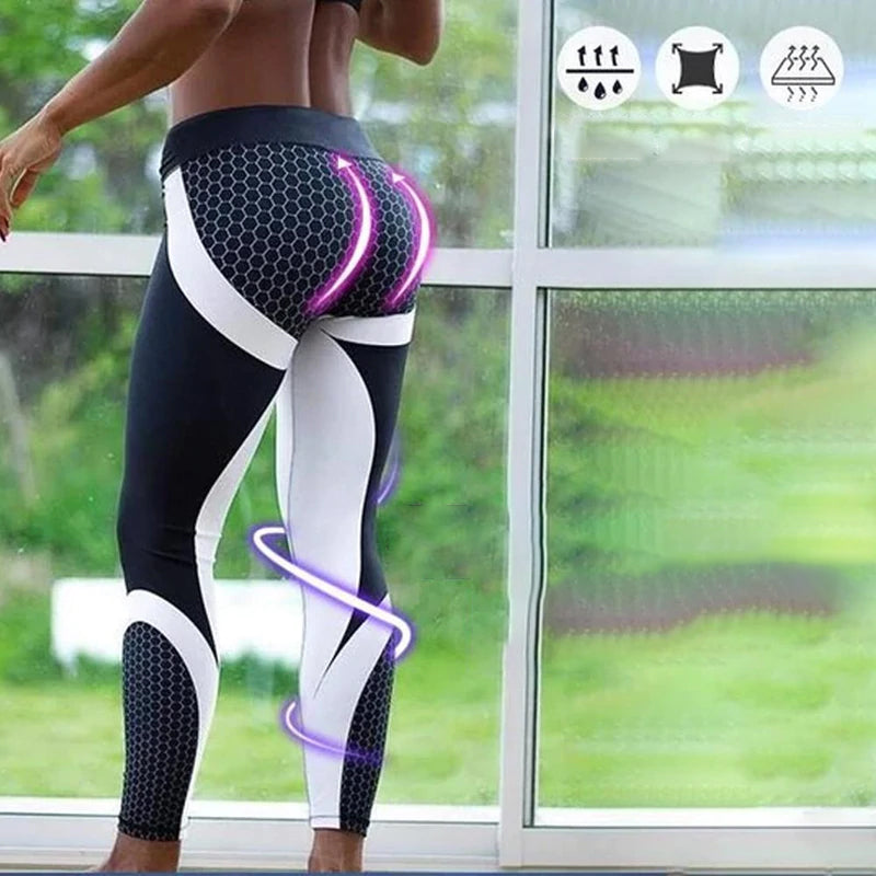 Magas derekú női jóga leggings geometrikus mintával – Aurora
