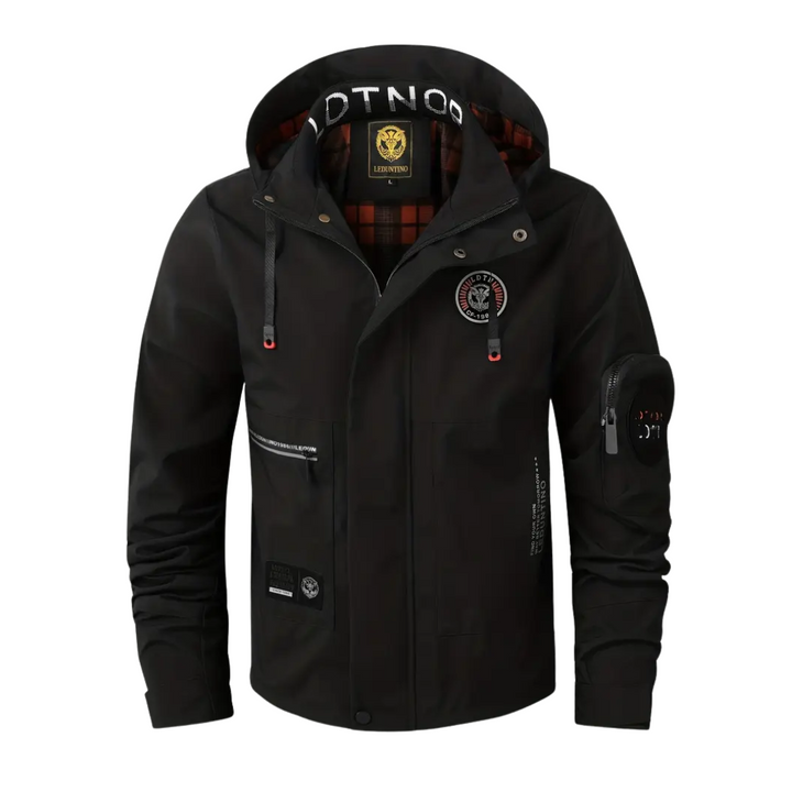 Férfi vízálló kültéri dzseki kapucnival és kockás béleléssel – Jorrit