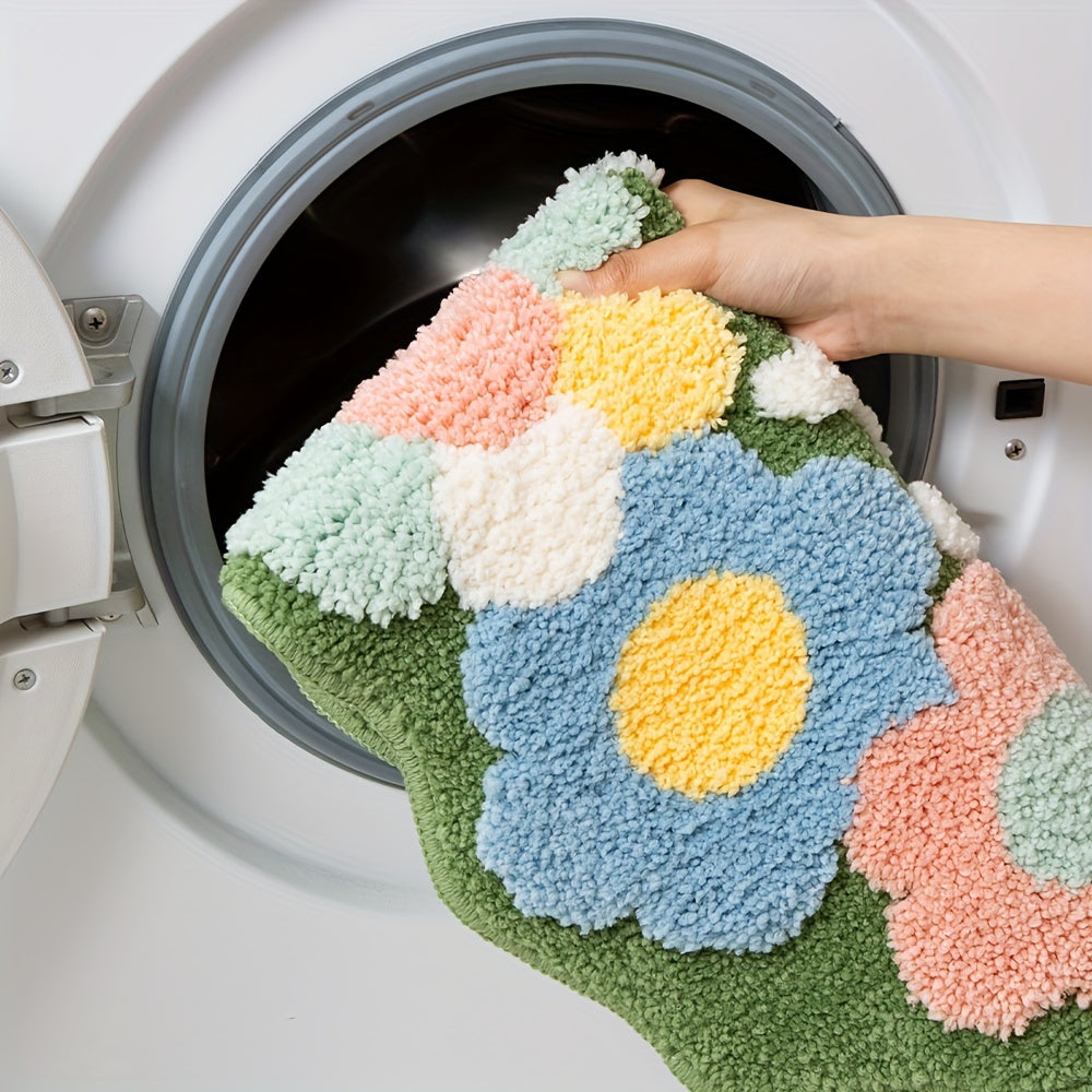 Luxus fürdőszobai szőnyeg virágmintával, extra puha és nedvszívó - Florina