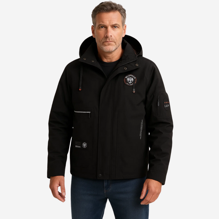 Férfi vízálló kültéri dzseki kapucnival és kockás béleléssel – Jorrit