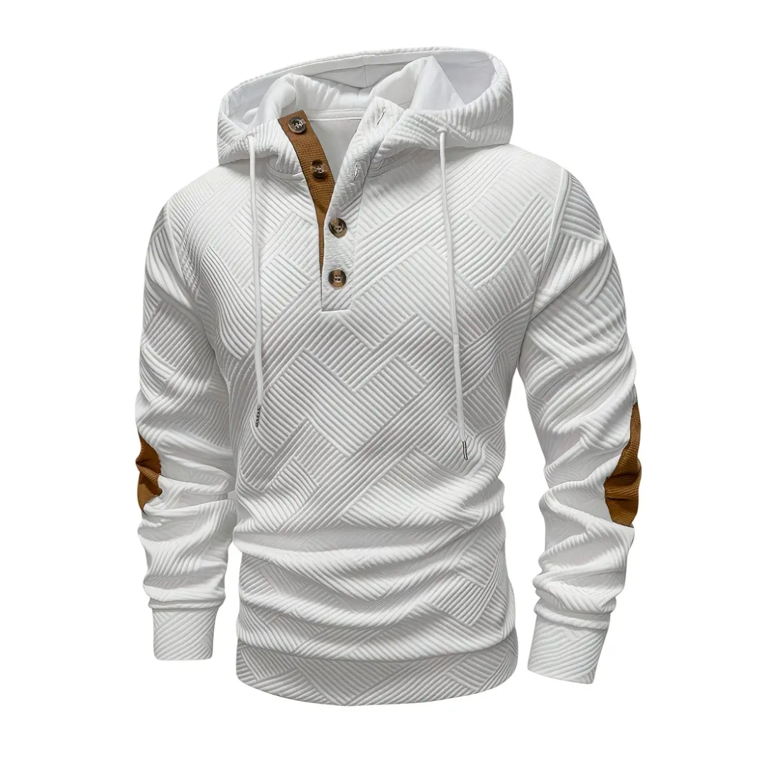 Férfi kültéri kapucnis pulóver Comfort-Stretch-tel és gombos kivágással – Mads