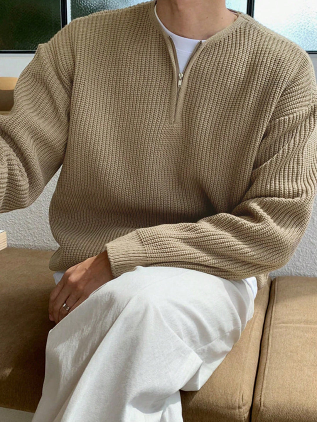 Túlságosan Nagy Zip-Up Pulóver Férfiaknak - Havron