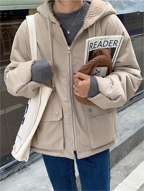 Meleg Oversized Női Kabát Kapucnival - Freya Fleece Parka
