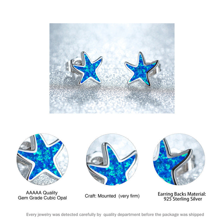 Kék Opál Tengeri Csillag Fülbevalók - Marina