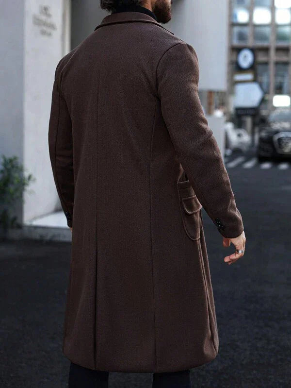 Luxus barna hosszú kabát férfiaknak - Alden