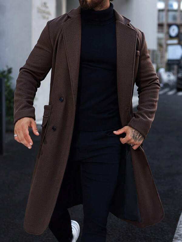 Luxus barna hosszú kabát férfiaknak - Alden