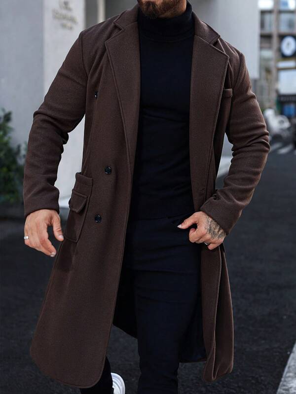 Luxus barna hosszú kabát férfiaknak - Alden