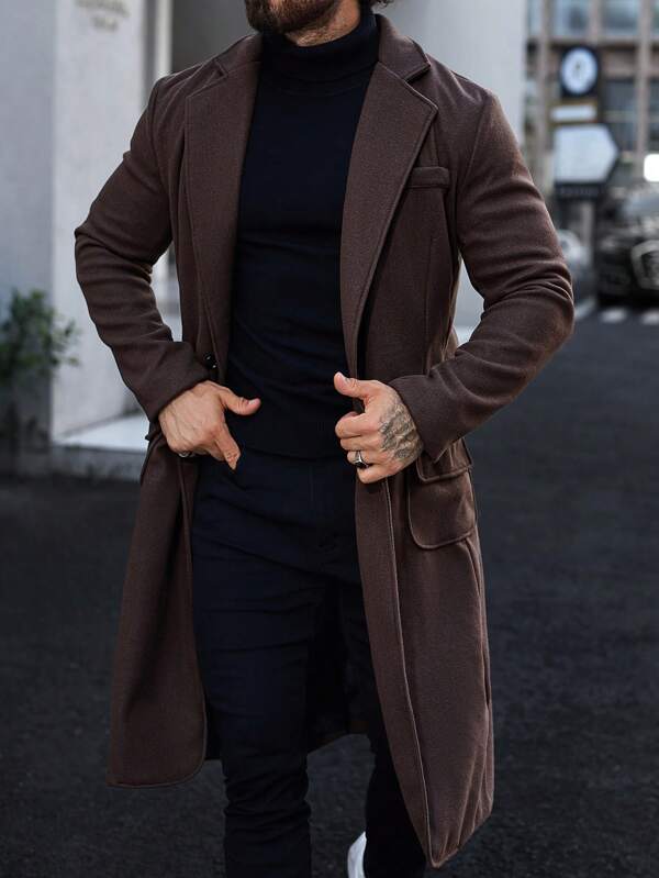 Luxus barna hosszú kabát férfiaknak - Alden