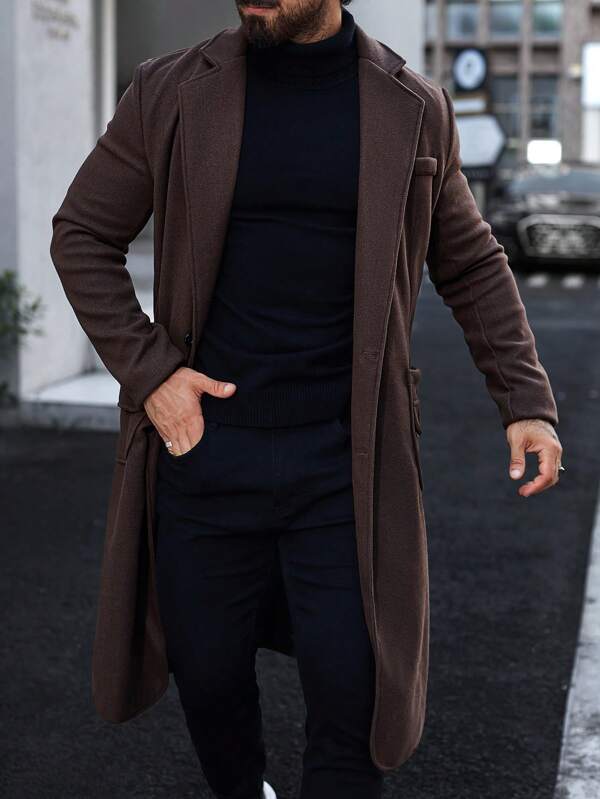 Luxus barna hosszú kabát férfiaknak - Alden