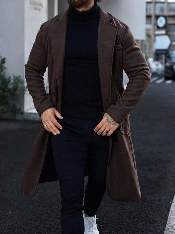 Luxus barna hosszú kabát férfiaknak - Alden