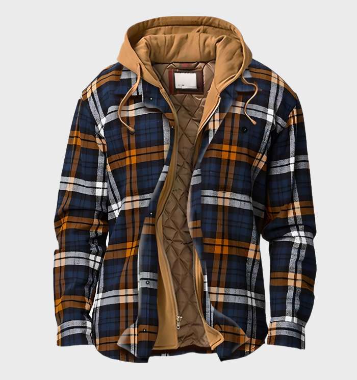 Meleg férfi kabát mintával és kapucnival – HeatStyle