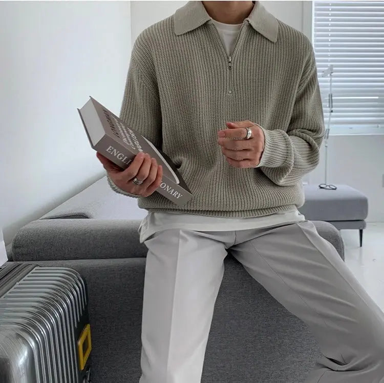 Klasszikus Zipped Férfi Pulóver - Wellington