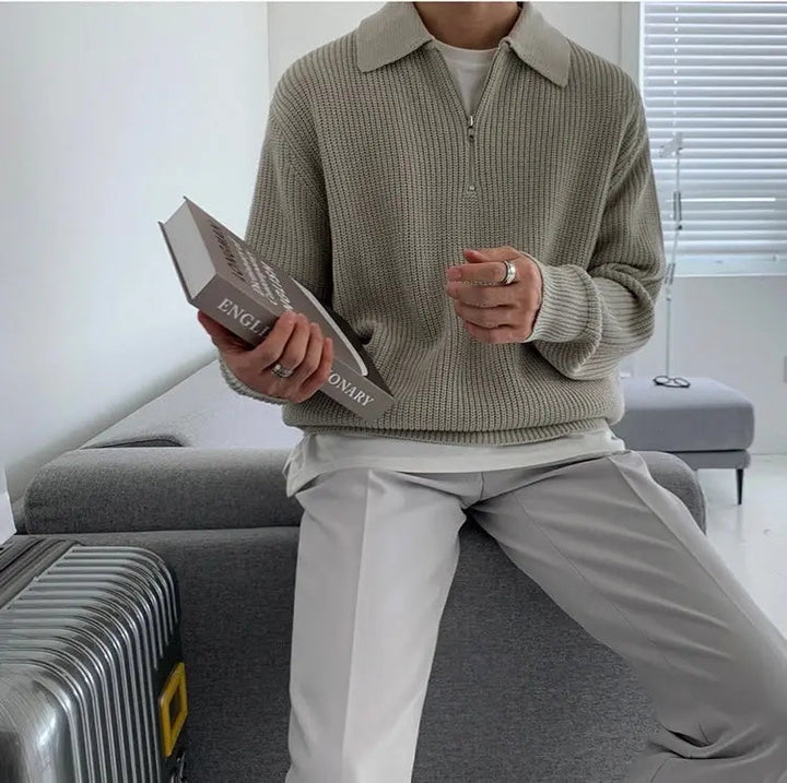 Klasszikus Zipped Férfi Pulóver - Wellington