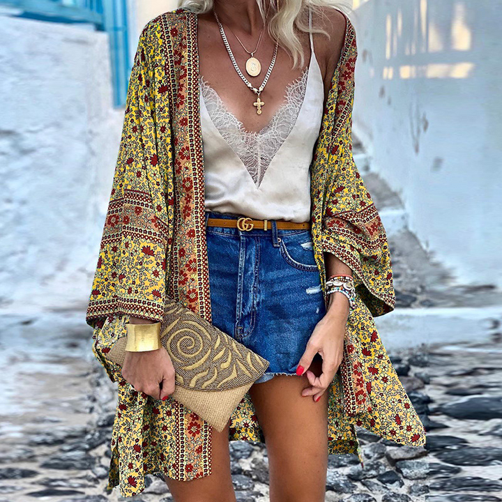 Trendige Boho hölgy kardigán mintával – Elara