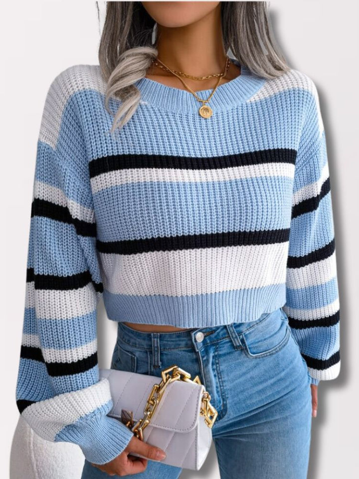 Csíkos Crop Pulóver - Emory