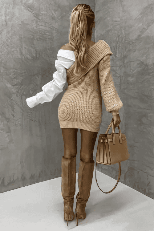 Női kötött ruha belevarrt inggel – Elodie