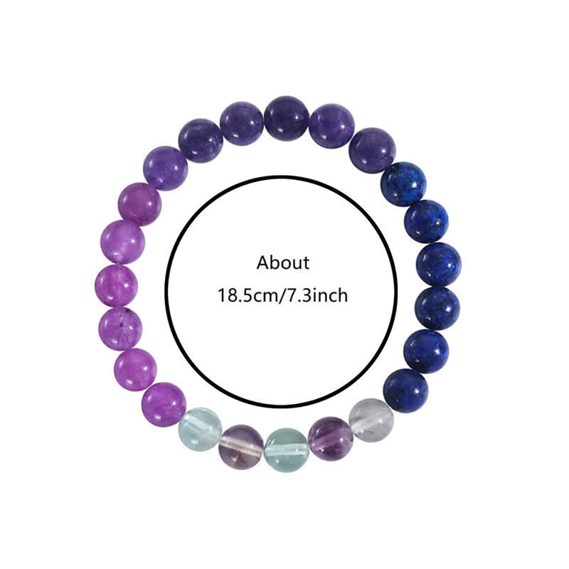 Anti-Angst Ametiszt, Lepidolith és Lápisz Lazuli Karkötő - Aurora