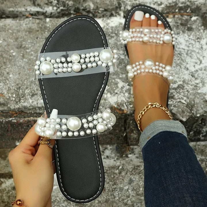 Bohemian Slip-On Női Szandál Gyöngyökkel – Elvyna