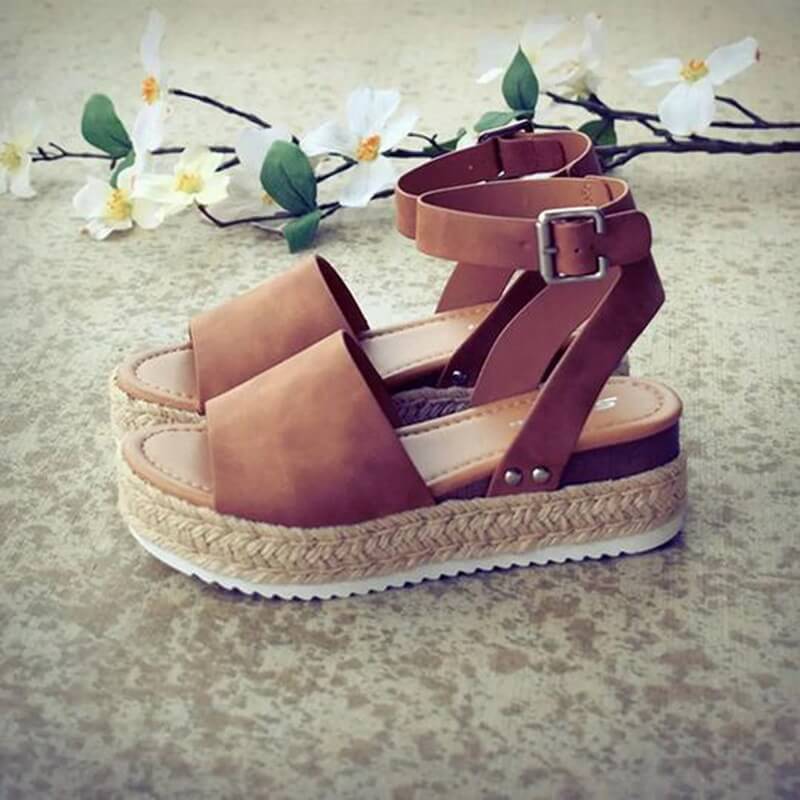 Hölgymintás Plateau-Espadrille szandál magassarkúval és pánttal – Livia