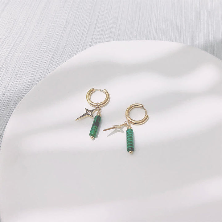 Természetes Malachit Csillag Medál Fülbevalók, Nyaklánc és Karkötő - Maria