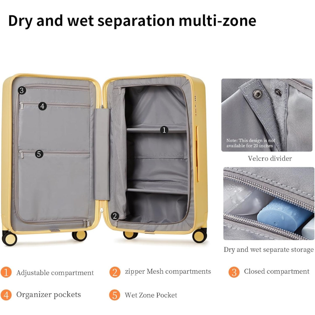 Légitársaság által jóváhagyott 20" kézi poggyász 3:7 elosztással és háromrétegű PC héjjal