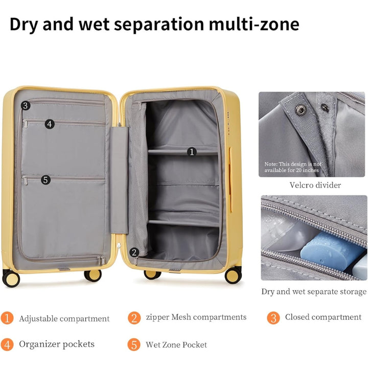 Légitársaság által jóváhagyott 20" kézi poggyász 3:7 elosztással és háromrétegű PC héjjal