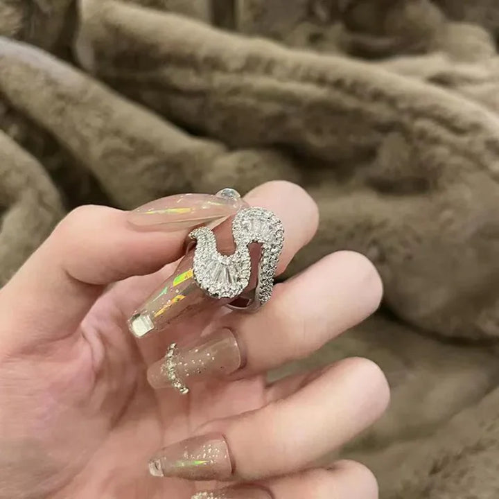 S-alakú ezüst cirkónia gyűrű - Seraphine