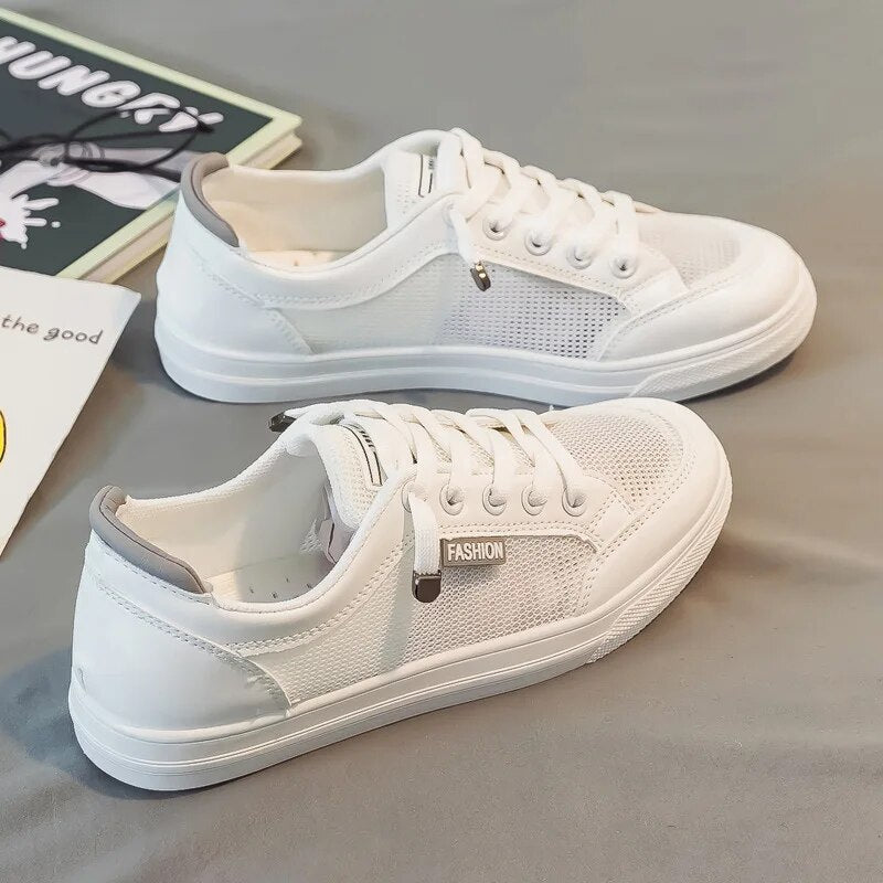 Fehér hölgyi sneaker hálós felsőrésszel – Elena