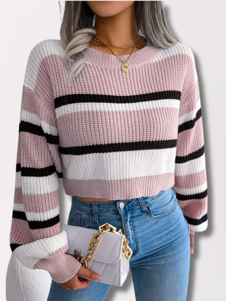 Csíkos Crop Pulóver - Emory