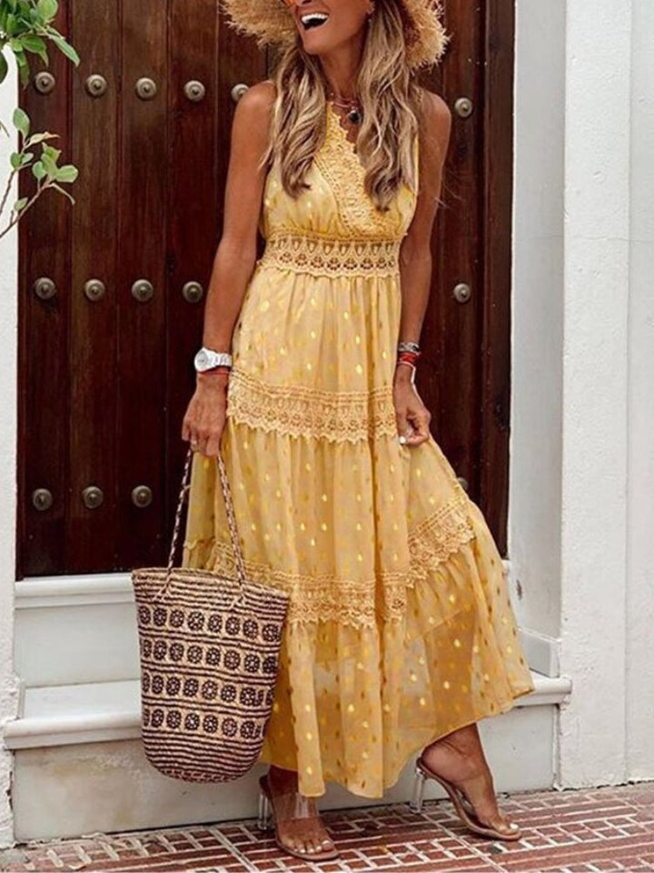 Laza boho nyári ruha Ibiza stílusban V-nyakkivágással – Niva