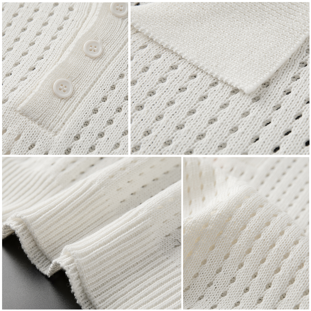 Fehér Póló Férfiaknak Finom Kötött Mintával – Daan