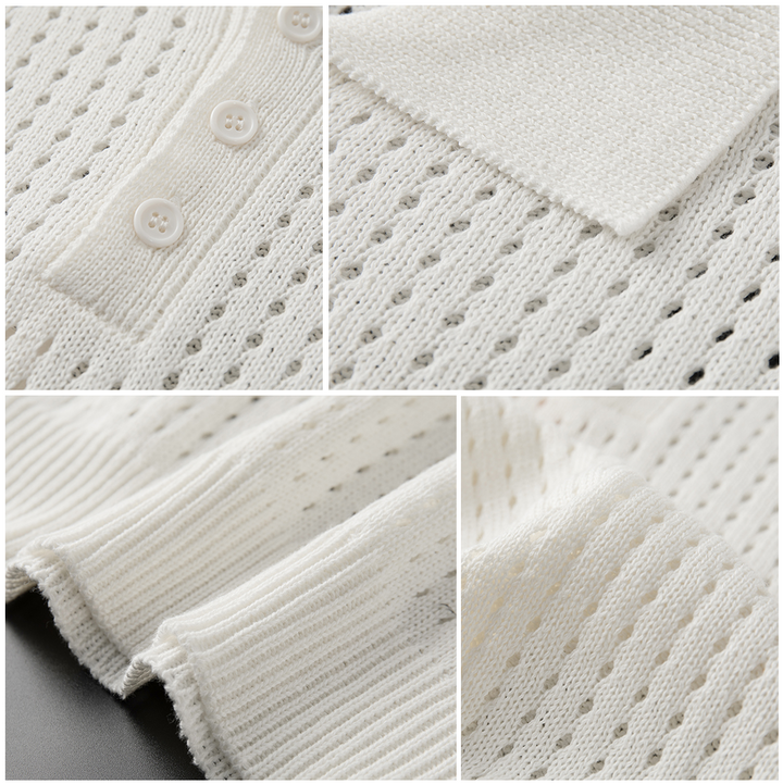 Fehér Póló Férfiaknak Finom Kötött Mintával – Daan