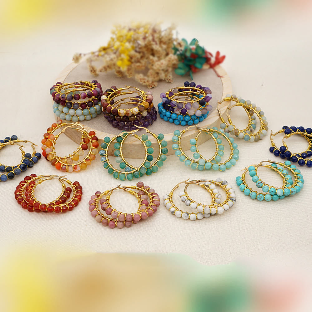 Boho Természetes Kristály Nagy Fülbevalók - Sanne