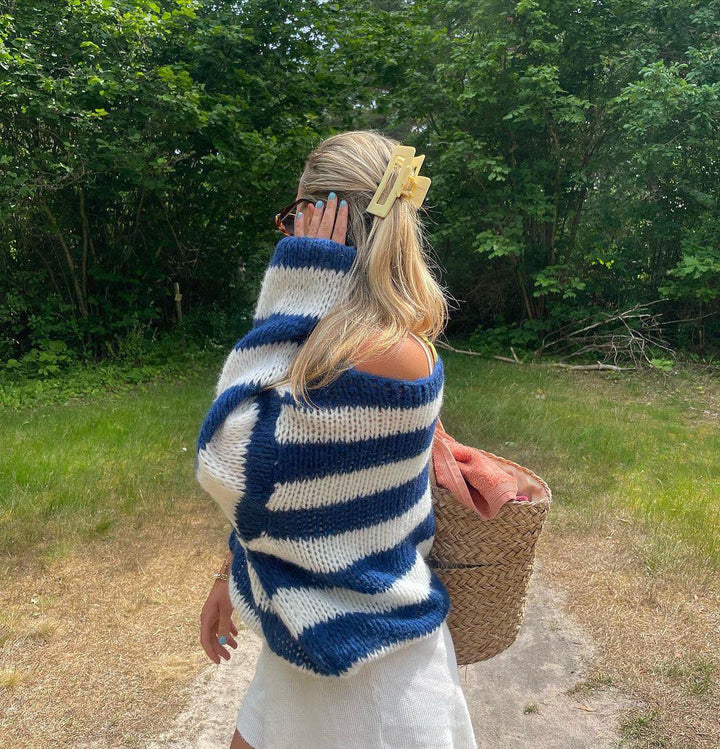 Kötött és Csíkos Oversized Női Pulóver - Harper