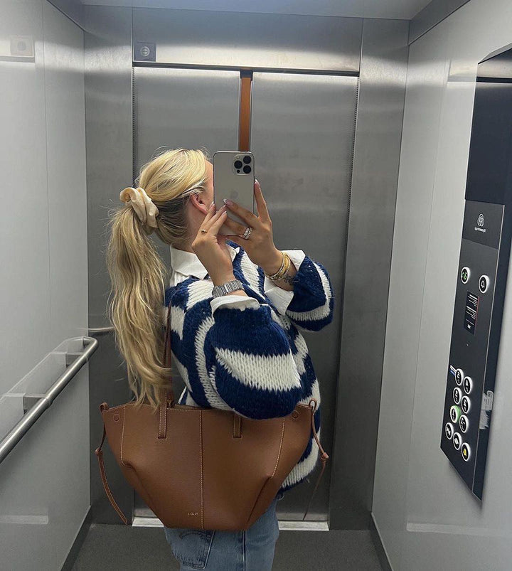 Kötött és Csíkos Oversized Női Pulóver - Harper