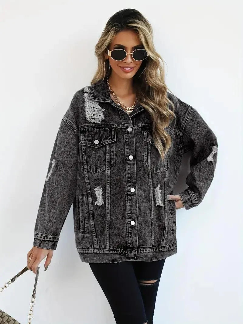Vízálló és bélelt oversized női farmerdzseki kapucnival – Talia