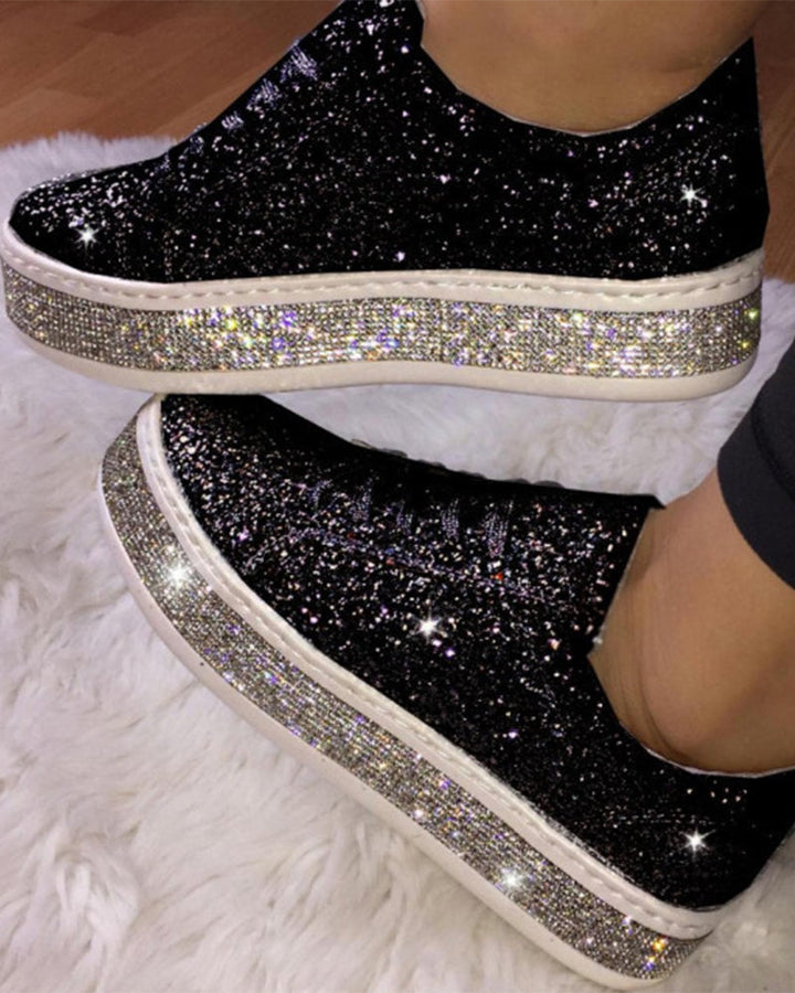 Stílusos Plateau Csillogó Női Sneakers - Sienna