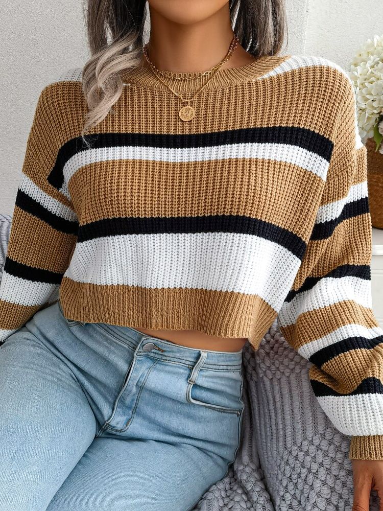 Csíkos Crop Pulóver - Emory
