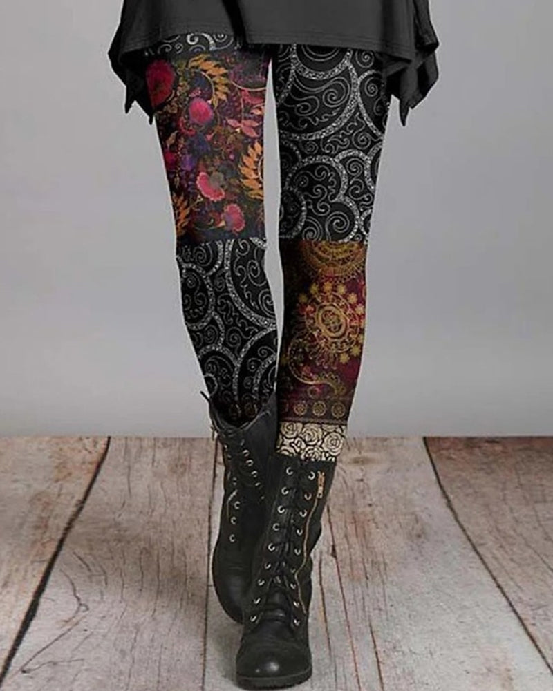 Bohemian Retro Leggings etnikai mintákkal – Ziva