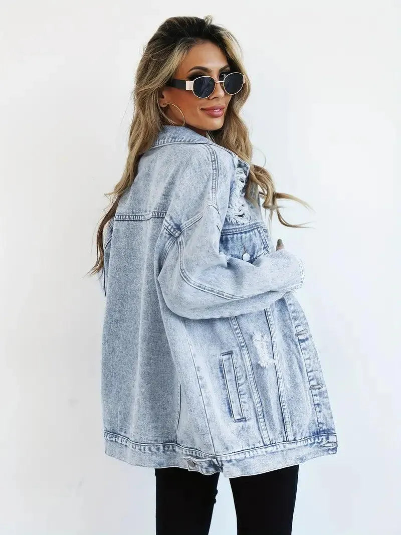 Vízálló és bélelt oversized női farmerdzseki kapucnival – Talia